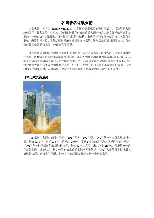 各国著名运载火箭