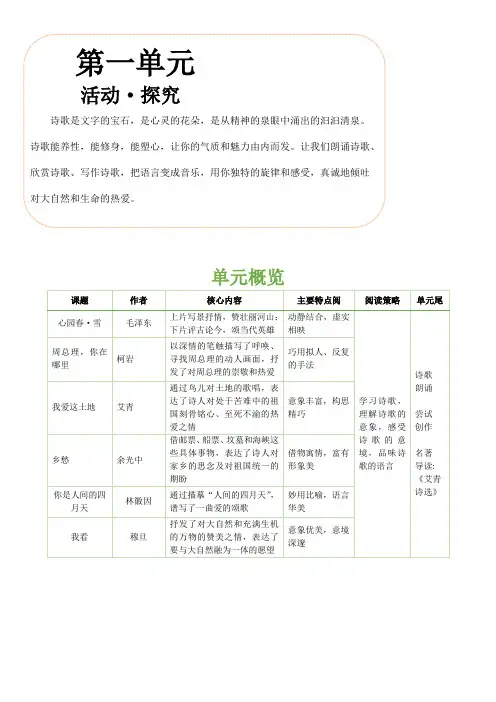 第一单元 第一课 沁园春 雪-【教材解读】2022-2023学年人教部编版语文九年级上册