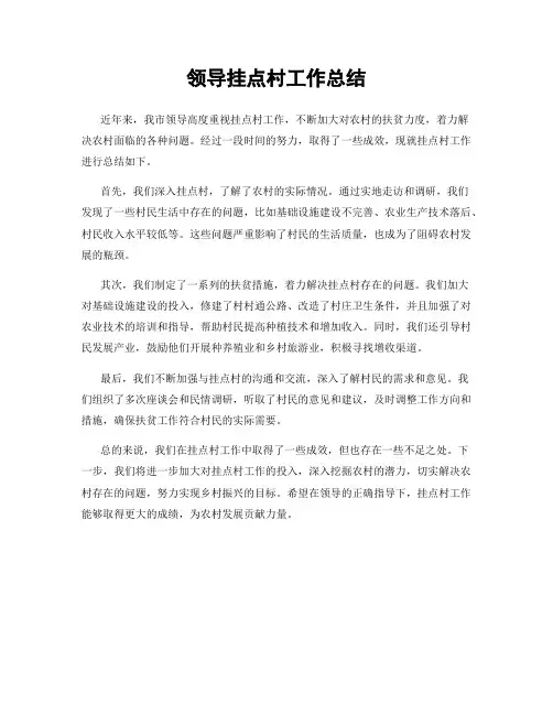 领导挂点村工作总结