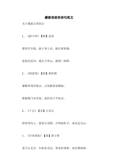 感恩母亲的诗句范文