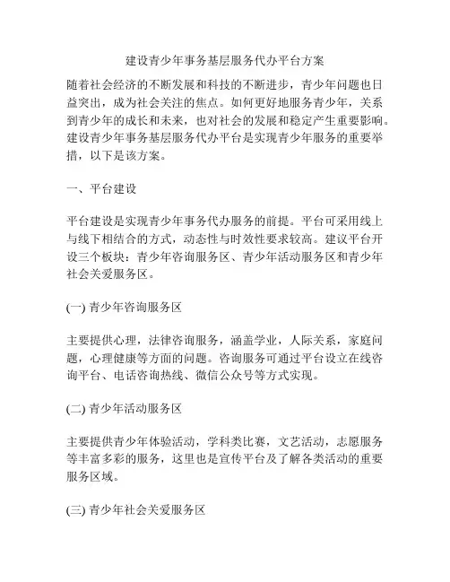 建设青少年事务基层服务代办平台方案