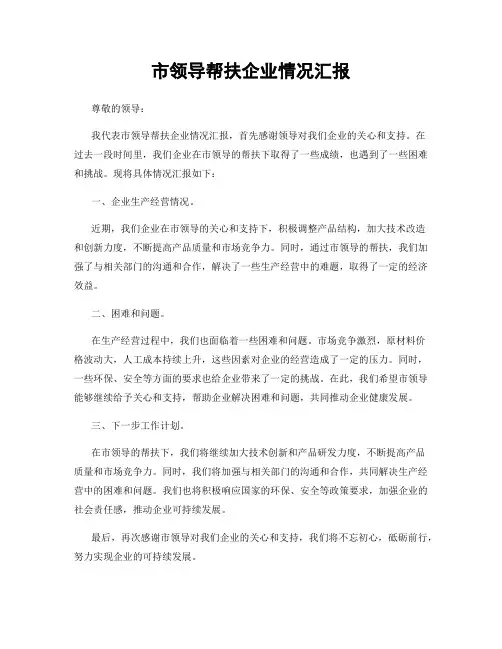 市领导帮扶企业情况汇报