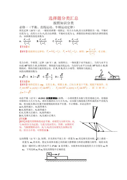 选择题分类汇总(带答案)