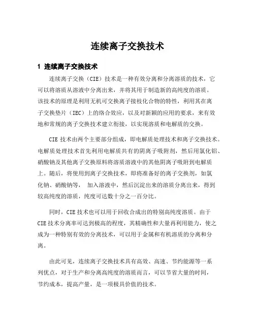 连续离子交换技术