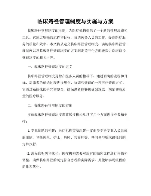 临床路径管理制度与实施与方案