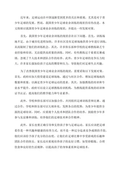 我国青少年足球业余训练的现状与发展对策