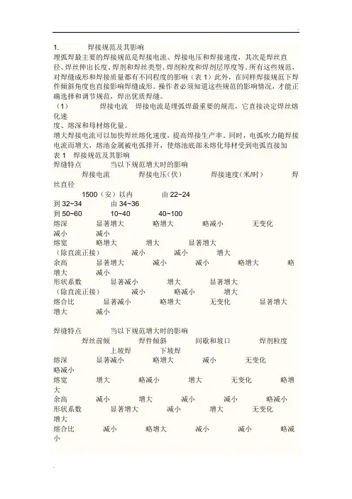 埋弧焊参数