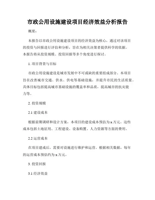市政公用设施建设项目经济效益分析报告