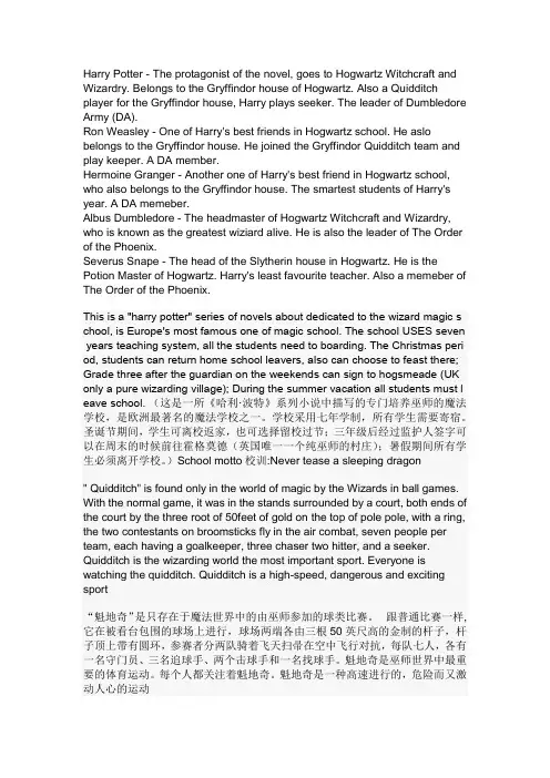 哈利波特英语简介