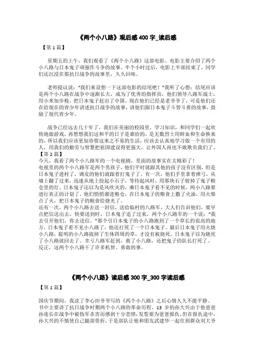 《两个小八路》观后感400字_读后感