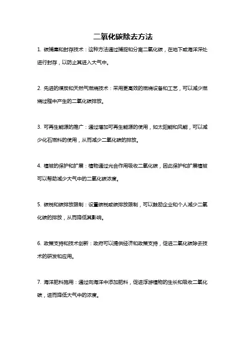 二氧化碳除去方法