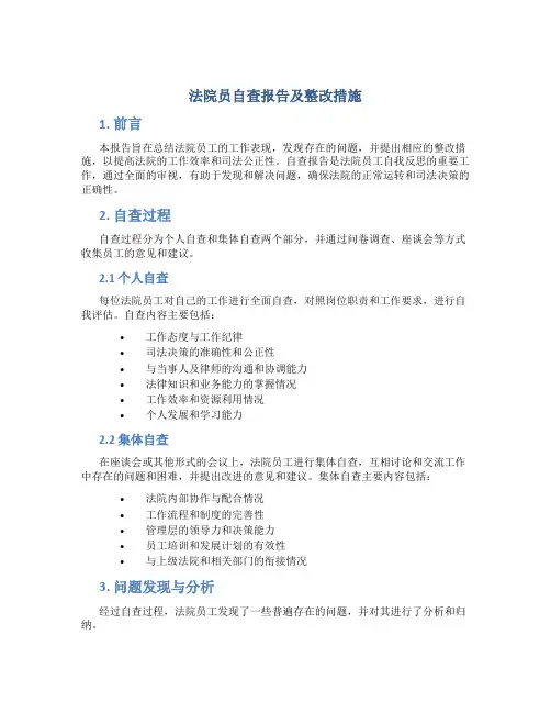 法院员自查报告及整改措施