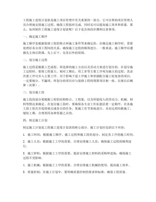 怎样做工程施工进度计划表