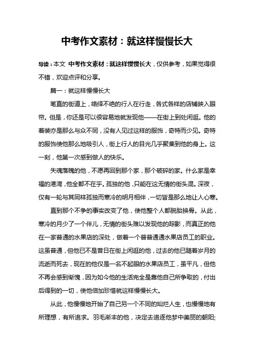 中考作文素材：就这样慢慢长大