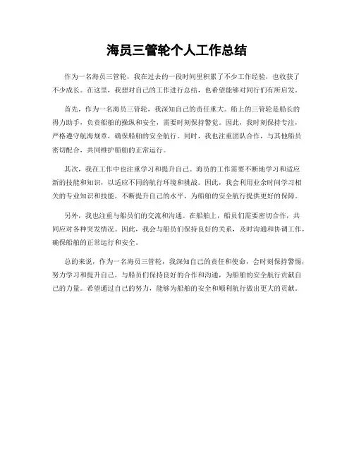 海员三管轮个人工作总结