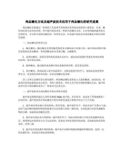 肉品嫩化方法及超声波技术应用于肉品嫩化的研究进展
