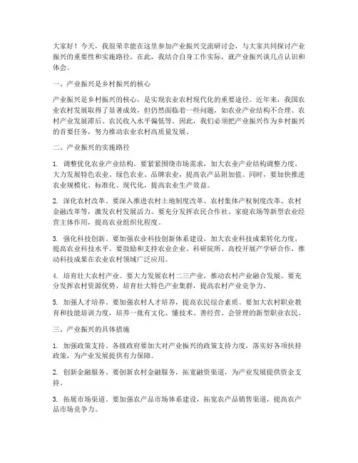 产业振兴交流研讨发言稿