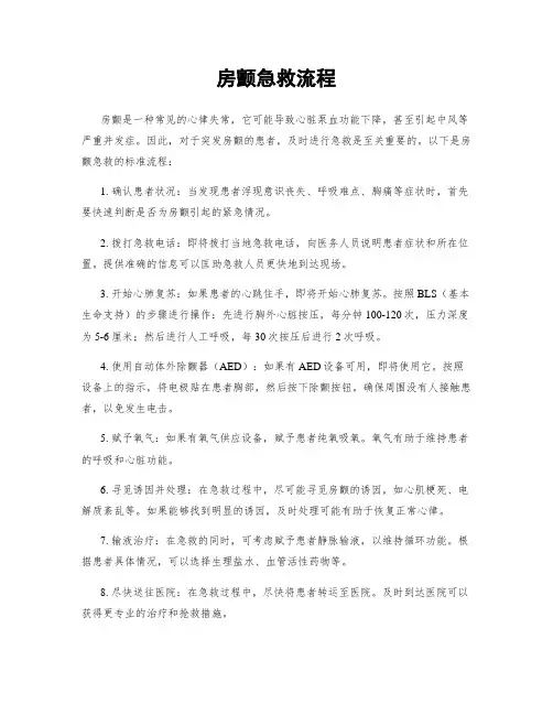 房颤急救流程