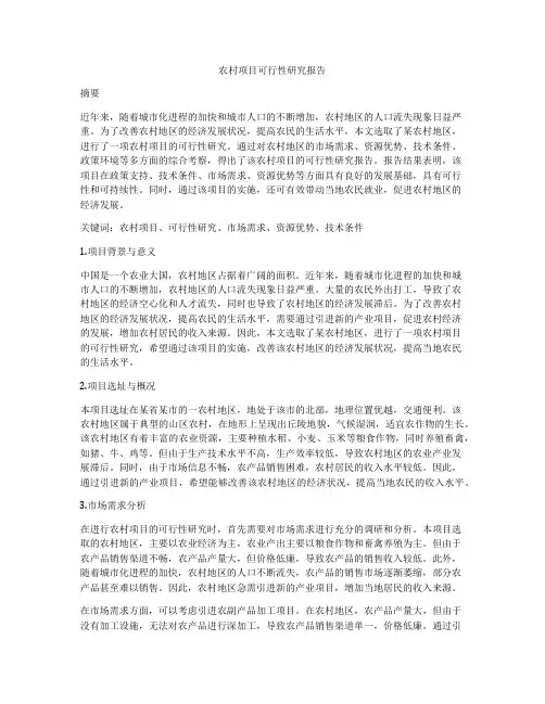 农村项目可行性研究报告