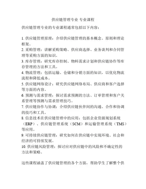 供应链管理专业 专业课程