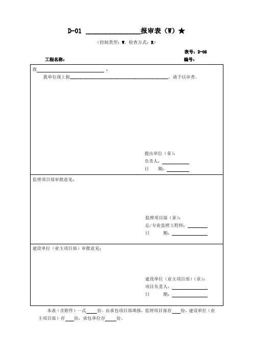 作业指导书设置、分析及报审表