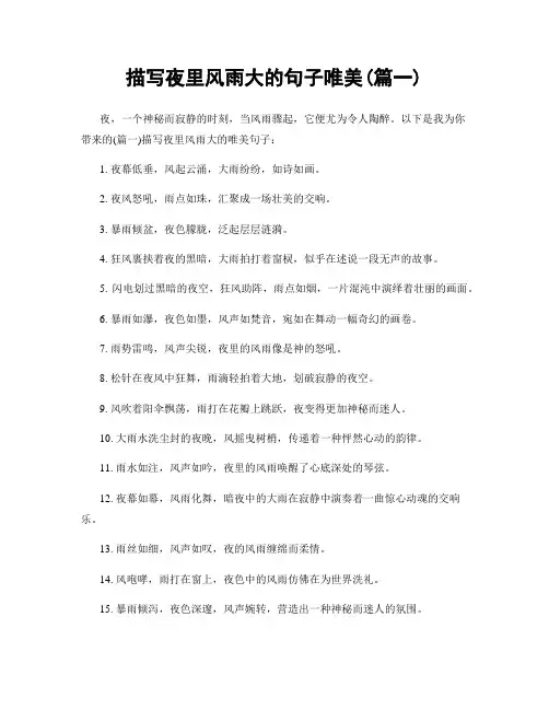 描写夜里风雨大的句子唯美(精选合集2篇)