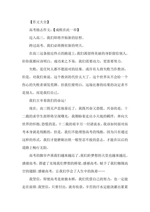 精选2020高考励志作文范文5篇