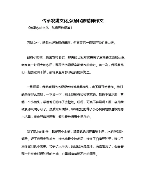 传承农耕文化,弘扬民族精神作文
