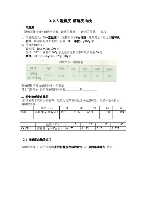 3.2.3溶解度曲线