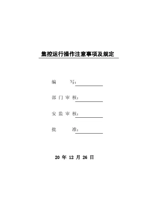 集控运行操作注意事项及规定.doc