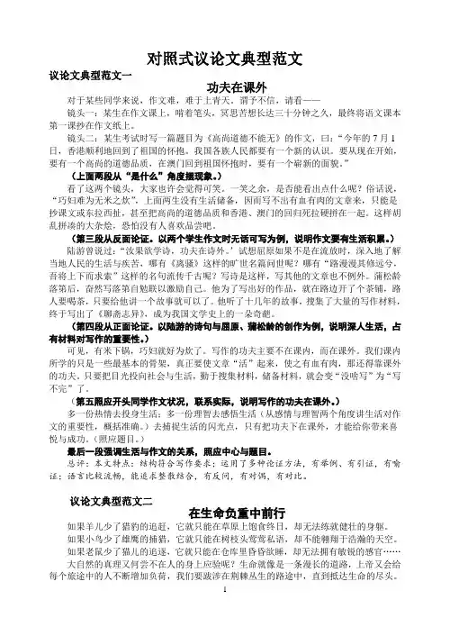 议论文典型范文-功夫在课外等资料
