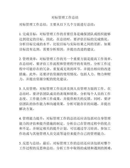 对标管理工作总结