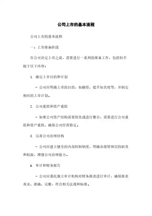 公司上市的基本流程