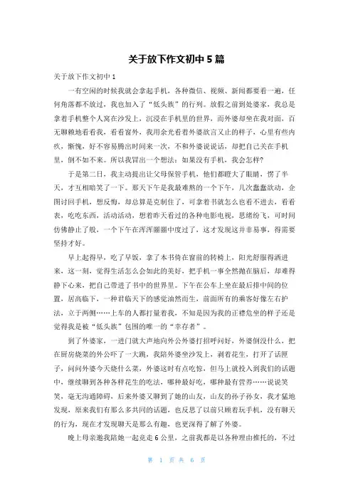 关于放下作文初中5篇