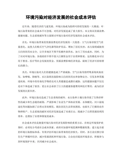 环境污染对经济发展的社会成本评估