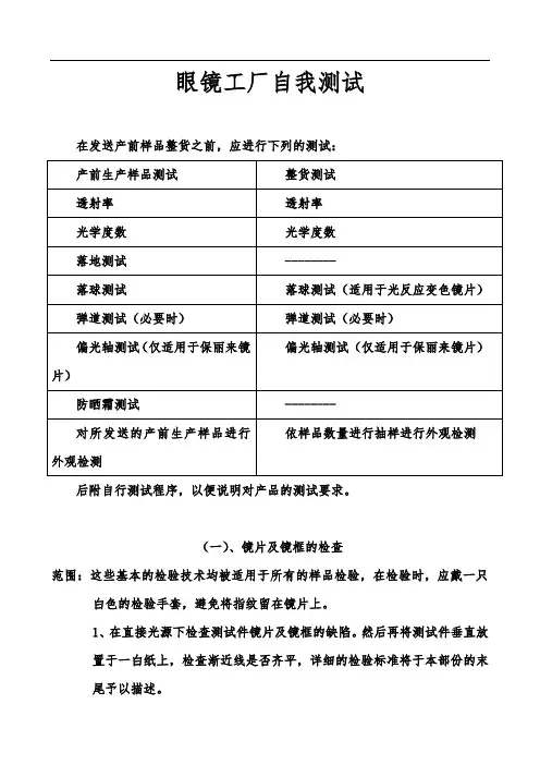 (工厂用)眼镜出厂检验