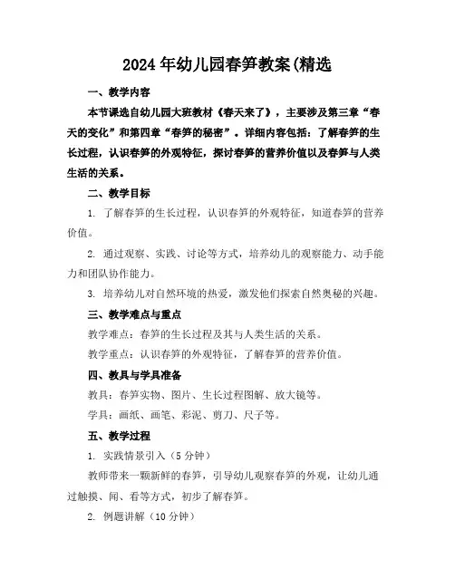 2024年幼儿园春笋教案(精选