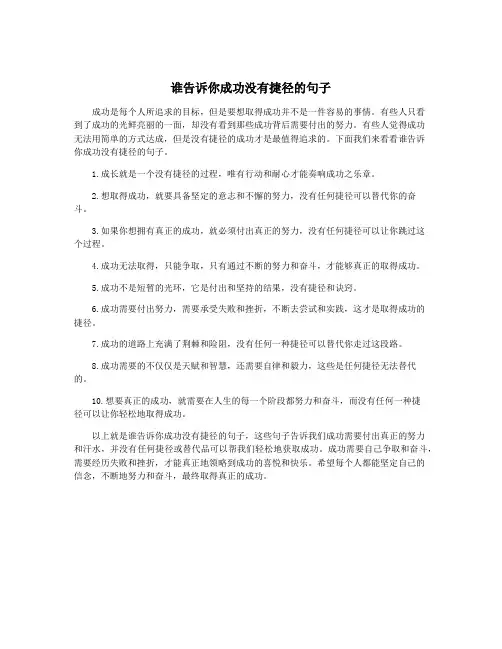 谁告诉你成功没有捷径的句子