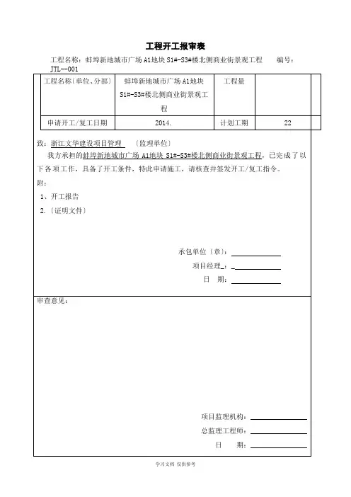 工程开工报审表全套