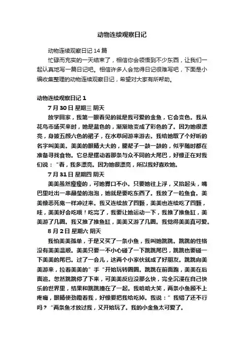 动物连续观察日记