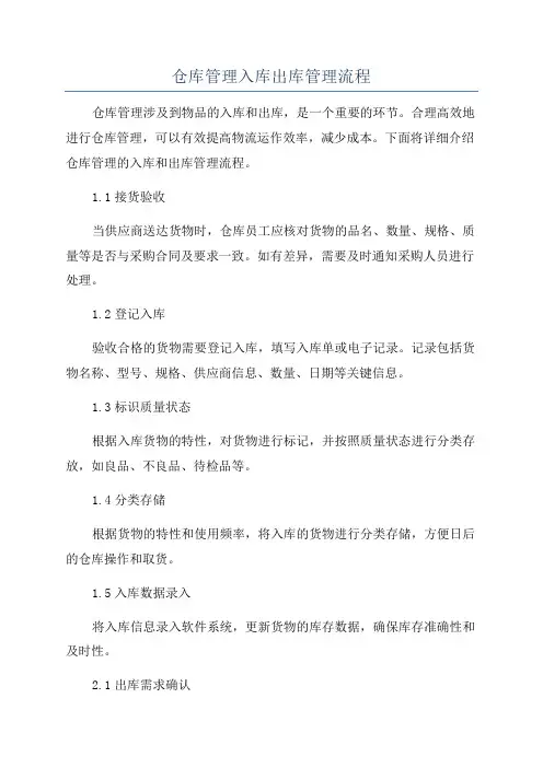 仓库管理入库出库管理流程