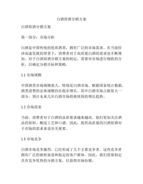 白酒原酒分销方案