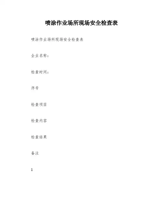 喷涂作业场所现场安全检查表