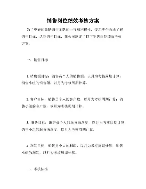 销售岗位绩效考核方案