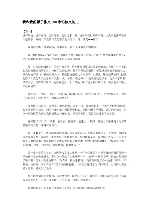 我和我的影子作文600字记叙文初三