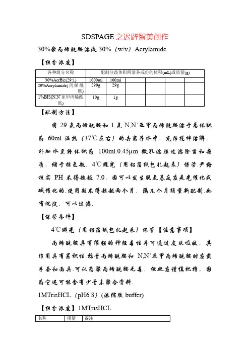 SDS-PAGE所有详细试剂配方