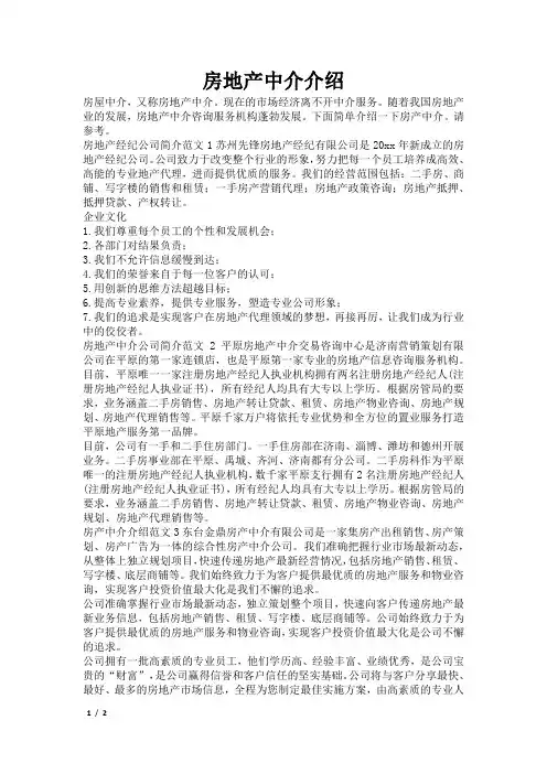 房地产中介介绍