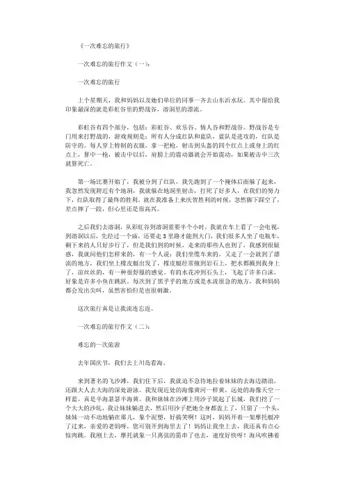 一次难忘的旅行10篇_作文
