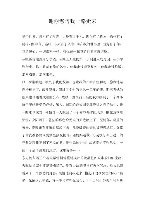 初二记叙文谢谢您陪我一路走来