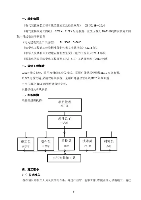 母线安装施工方案【范本模板】